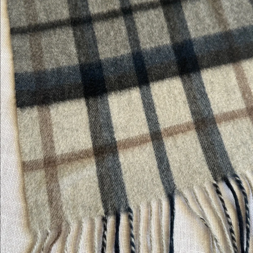 Nordstrom 100% Cashmere Plaid Fringe Scarf 11.5”x78” NEW